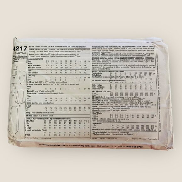 Simplicity Sewing Pattern 4217 Misses Special Occasion Top Skirt Size 8-16 - Picture 2 of 2